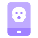 mobile, hacking, device, smartphone, skull, phone, caution