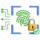 fingerprint, secure, lock, illustration, technology, scan, computer