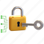 padlock, with, key, system, illustration, lock, control, password, secure, protection 