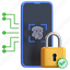 smartphone, fingerprint, lock, protection, system, illustration, technology, secure, shield 