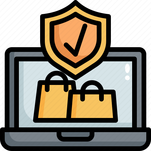 Shopping, online, secure, security, protection, shield, laptop icon - Download on Iconfinder