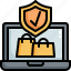 shopping, online, secure, security, protection, shield, laptop 