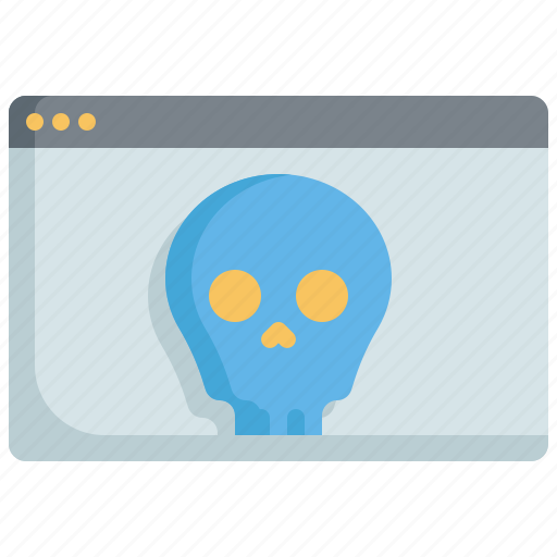 Ransomware, malware, infected, virus, browser, skull, warning icon - Download on Iconfinder