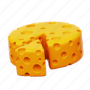 cheese, food, dairy, 3d icon 