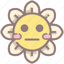 meh, daisy, flower, emoji, emoticon, expression, poker face