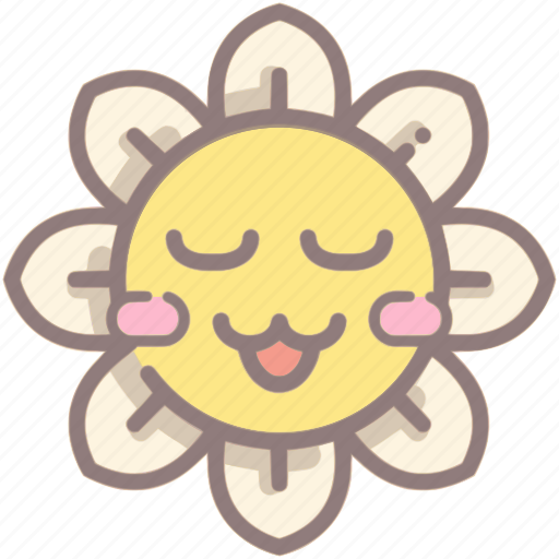 Emoticon, emoji, face, daisy, flower, peaceful, kawaii icon - Download on Iconfinder