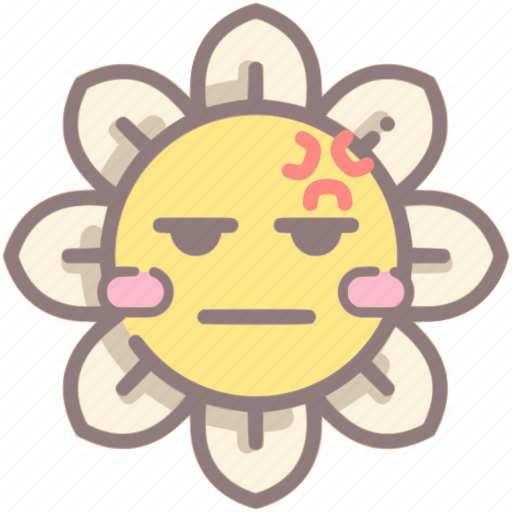 Daisy, flower, angry, emoti, emoticon, feeling, not impressed icon - Download on Iconfinder