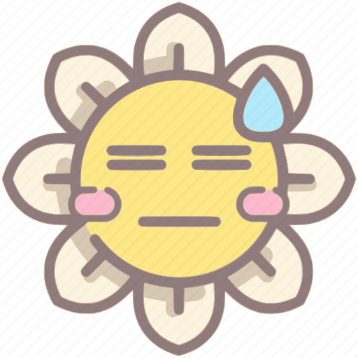 Meh, daisy, flower, emoji, emoticon, sweat icon - Download on Iconfinder