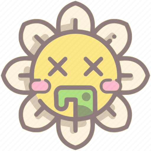 Sick, emoji, throw up, daisy, flower icon - Download on Iconfinder