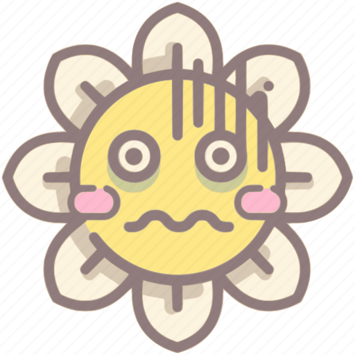 Horrified, terrified, daisy, flower, emoticon, emotion icon - Download on Iconfinder