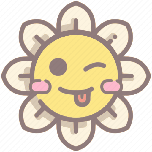 Tongue, smile, wink, happy, emoticon, daisy icon - Download on Iconfinder