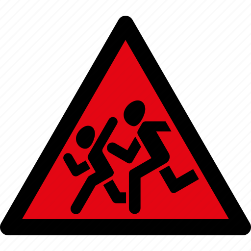 Children, danger, warning, attention, road sign, running, safety icon - Download on Iconfinder
