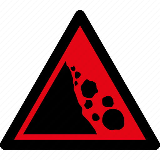 Danger, falling, rocks, warning, caution, rock, stones icon - Download on Iconfinder