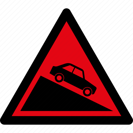 Danger, descent, steep, warning, car, caution, road icon - Download on Iconfinder