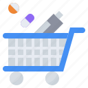 cart, commerce, drugs, shopping, weapons