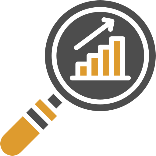 Statistics, business, and, finance, loupe, bar, chart icon - Download on Iconfinder