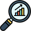 statistics, business, and, finance, loupe, bar, chart, graphs, magnifier 