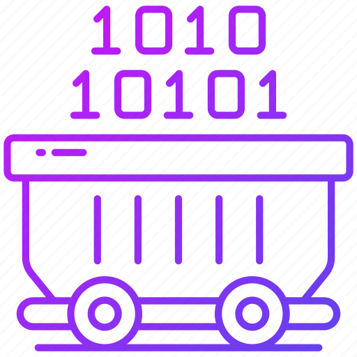 Data, mining, binary, programming, coding, pushcart, wheelbarrow icon - Download on Iconfinder