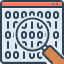 analytics, binary code, binary data search symbol, code, coding, magnifying, software 