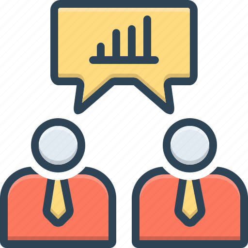Analytics, businessman talking about data analysis, chart, communication, corporate, discussion, teamwork icon - Download on Iconfinder