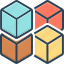 cube graphic of squares, geometric, polygon, puzzle, shape, square, technology 