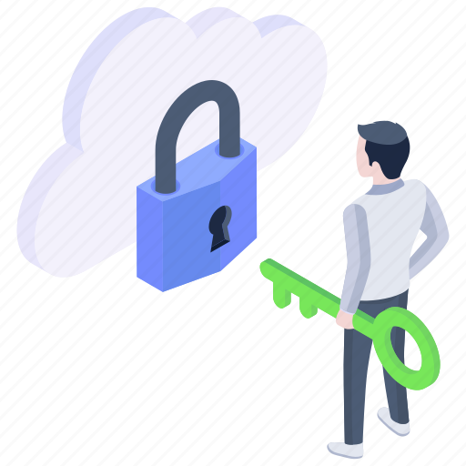 Cloud protection, cloud security, storage protection, cloud encryption, cloud access illustration - Download on Iconfinder