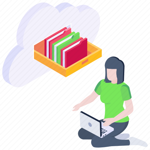 Cloud data, cloud storage, cloud files, data archive, data computing illustration - Download on Iconfinder