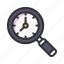 clock, time, hour, watch, search, find, magnifying glass 