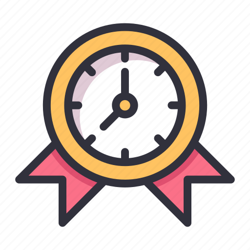 Clock, time, hour, watch, ribbon icon - Download on Iconfinder