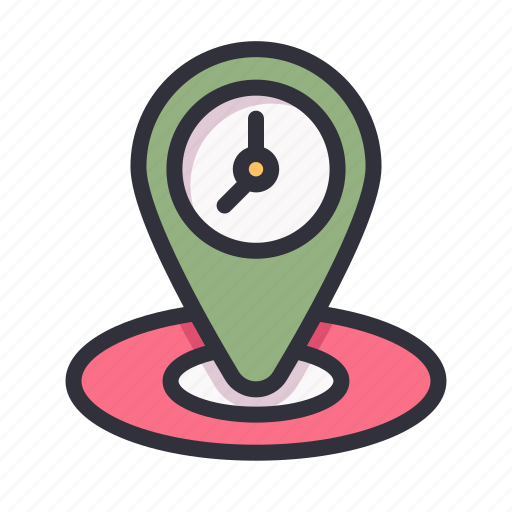 Clock, time, hour, watch, map, location, pin icon - Download on Iconfinder