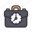 clock, time, hour, watch, briefcase, bag, work 