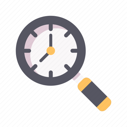 Clock, time, hour, watch, search, find, magnifying glass icon - Download on Iconfinder