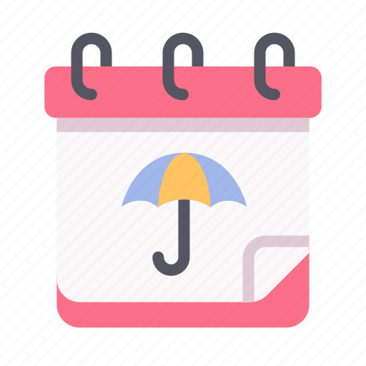Calendar, date, planner, schedule, rain, season, umbrella icon - Download on Iconfinder