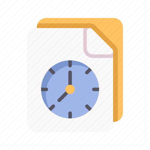 Clock, time, hour, watch, file, document, report icon - Download on Iconfinder