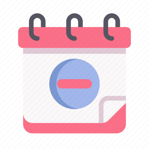 Calendar, date, planner, schedule, minus, remove icon - Download on Iconfinder