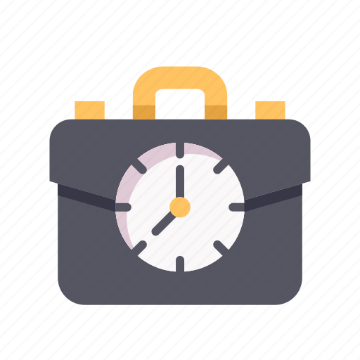 Clock, time, hour, watch, briefcase, bag, work icon - Download on Iconfinder