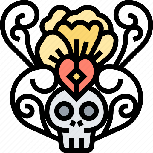 Skull, adorned, heart, decoration, maxican icon - Download on Iconfinder