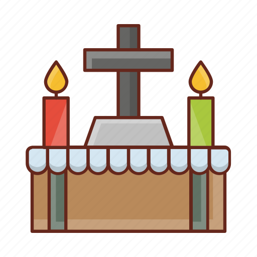 Coffin, graveyard, candle, death, christian icon - Download on Iconfinder
