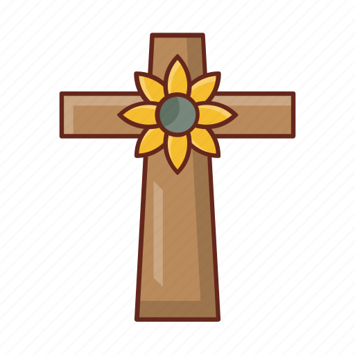 Cross, death, dead, flower, church icon - Download on Iconfinder