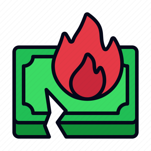 Bankruptcy, money, recession, inflation, business and finance, investment, flame icon - Download on Iconfinder