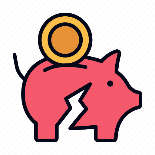 Piggy bank, money, bankrupt, recession, fund, business and finance, economy icon - Download on Iconfinder