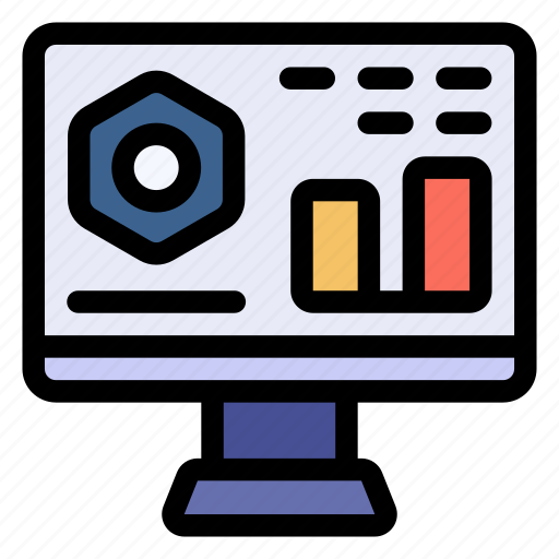 Computer, gear, analysis, bar chart, monitor icon - Download on Iconfinder