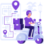 motorcycle, motor, pin, tracking, delivery, package 