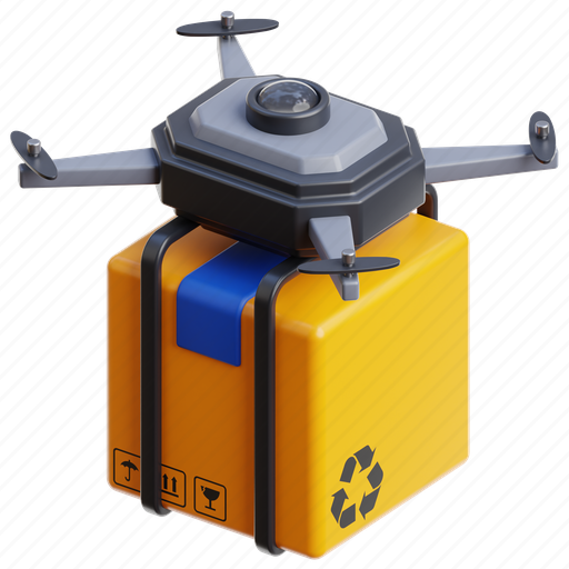 Drone delivery, drone, delivery, box, package, quadcopter, service 3D illustration - Download on Iconfinder
