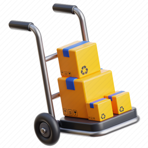Logistics trolley, box, package, delivery, warehouse, trolley, logistics 3D illustration - Download on Iconfinder