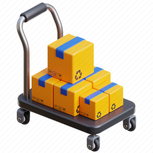 Box, package, delivery, service, warehouse, trolley, logistics 3D illustration - Download on Iconfinder