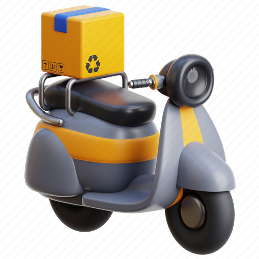 Moped, scooter, motorcycle, delivery, box, package, vehicle 3D illustration - Download on Iconfinder
