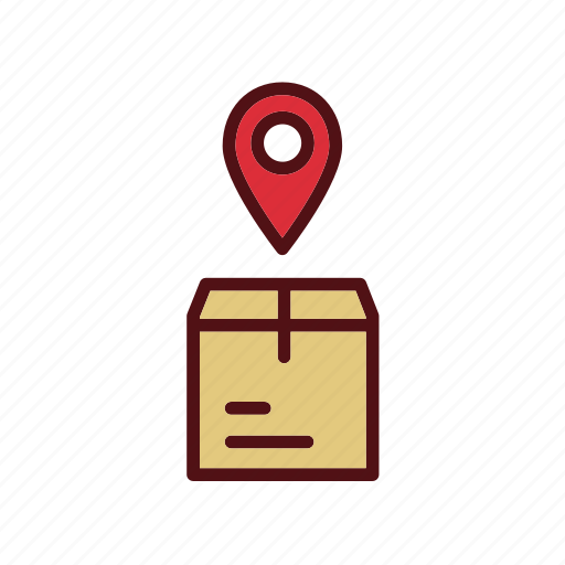 Destination package, box, package, shipping, tag, location, navigation icon - Download on Iconfinder