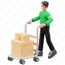 courier, packages, trolley, parcel, shipping, box, delivery, logistics, service 