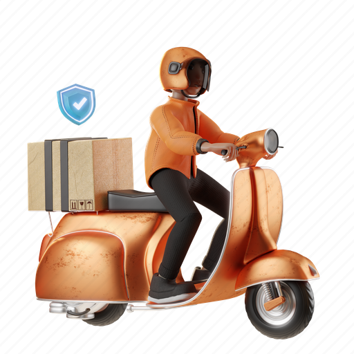 Delivery, service, scooter, courier, character, business, deliver 3D illustration - Download on Iconfinder